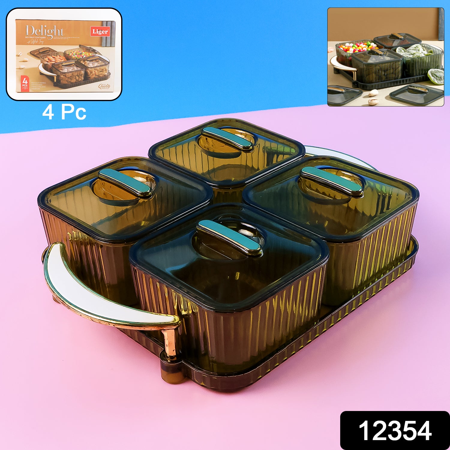 Luxury Delight 4-piece Dryfruit Storage Box (1 Set) Luxury Delight 4-piece Dryfruit Storage Box (1 Set)